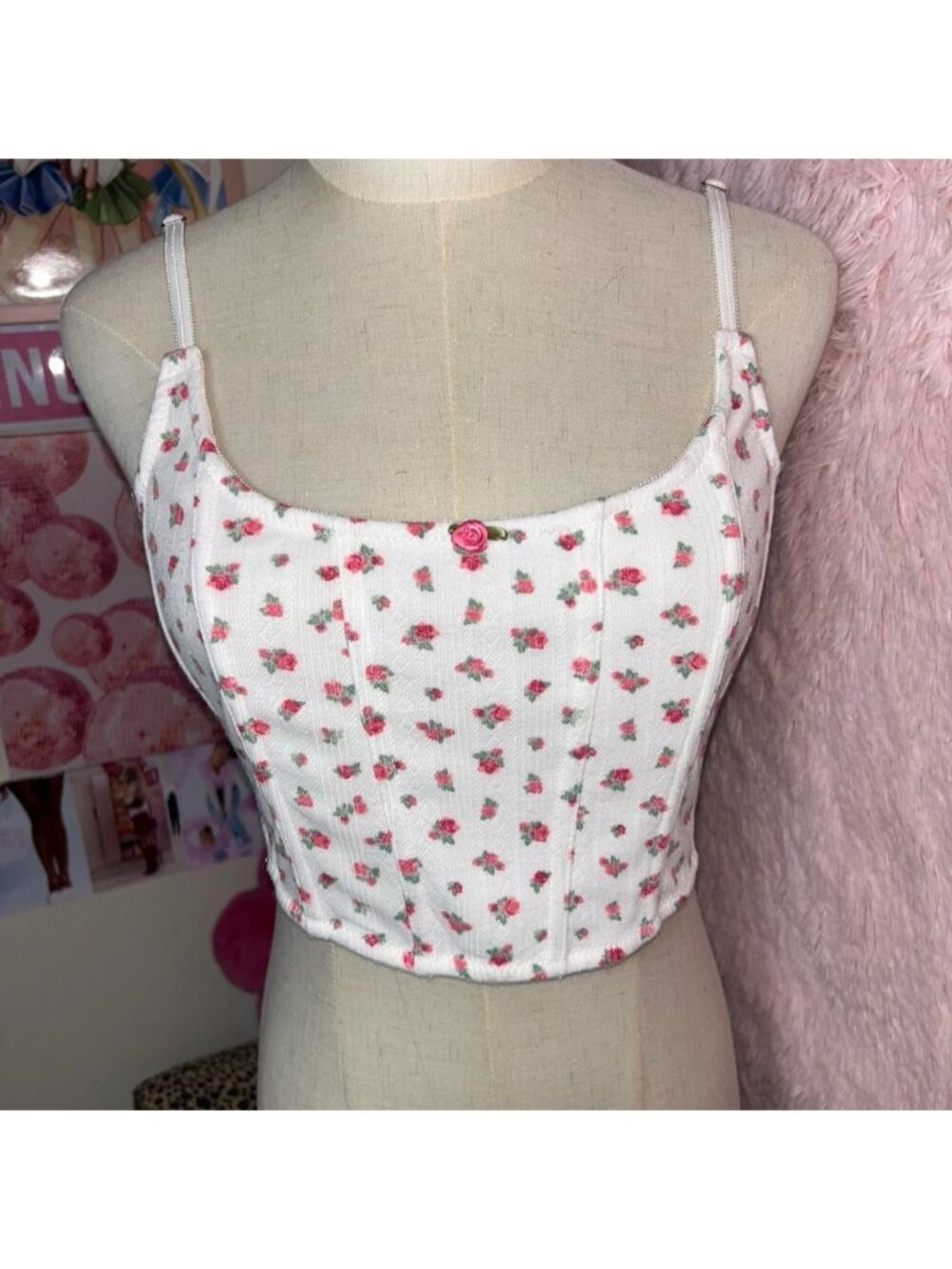Forever 21 white floral corset top